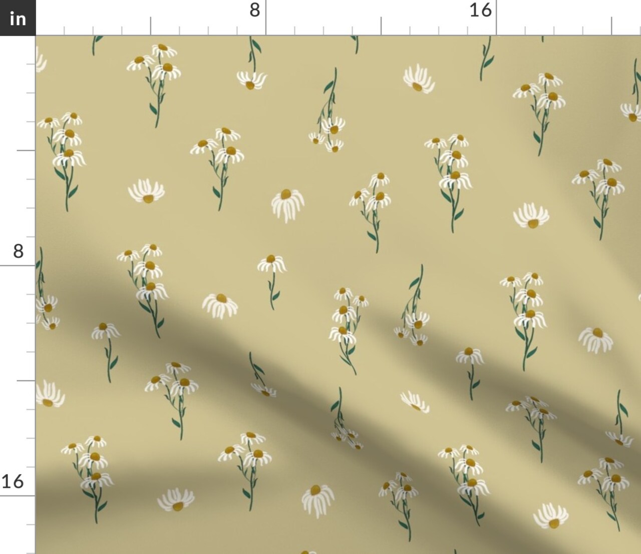 Beige Botanical Daisy Flowers Spring Watercolor Floral Petals Country Farmhouse Custom Printed Fabric by Spoonflower Various Fabrics by the Yard or Fat Quarter